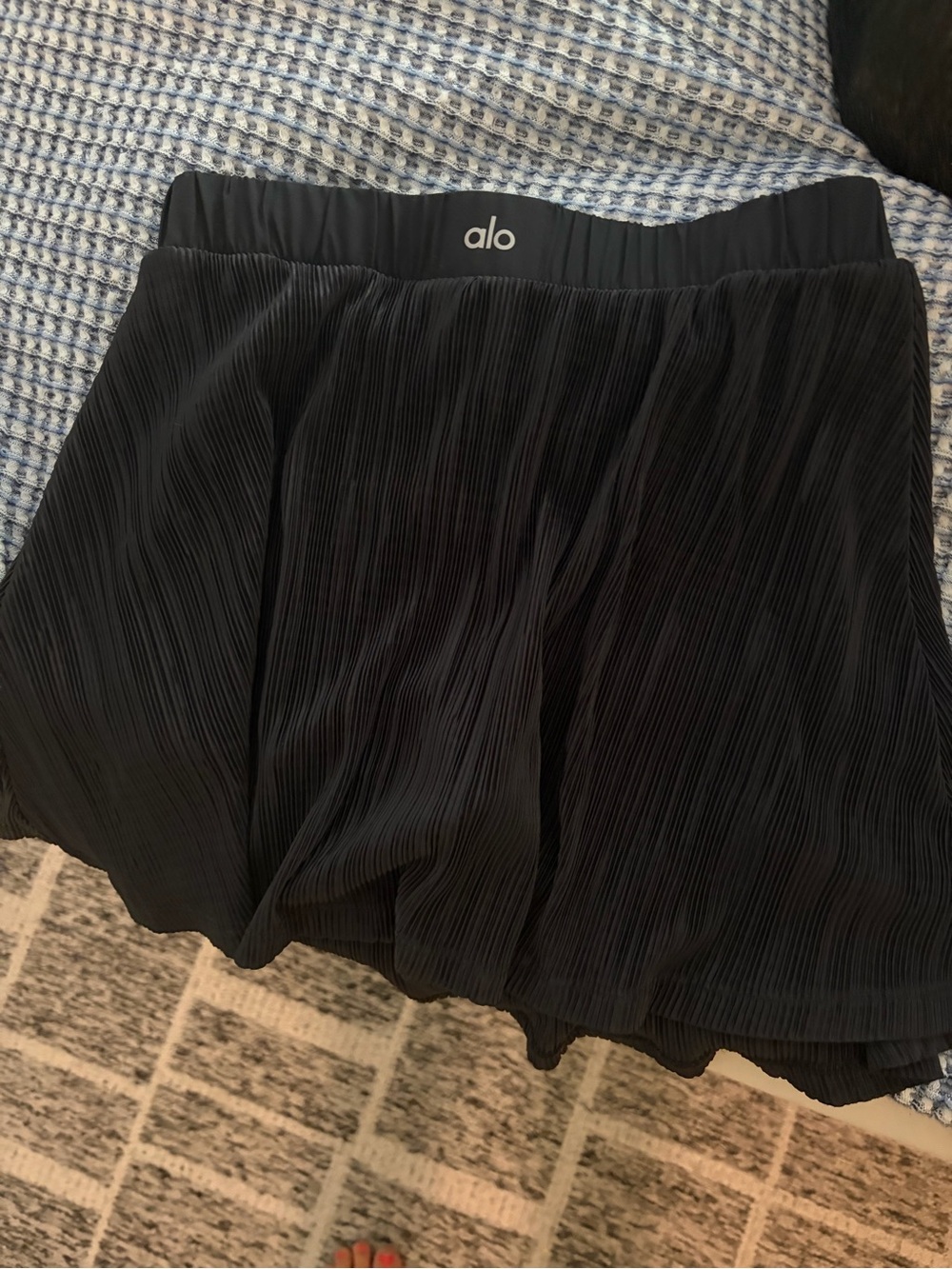 ALO Yoga Black Pleated Circle Skirt